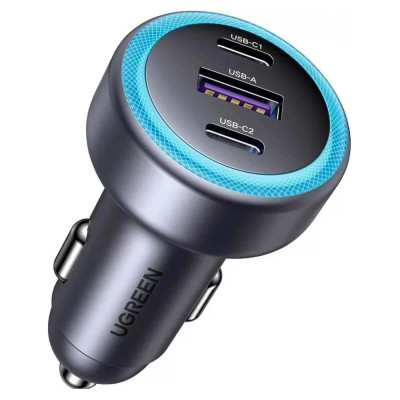 Автомобильное зарядное устройство QC3.0, PD3.0, 30W (2xUSB-C+USB-A) EC307 (45843) UGREEN